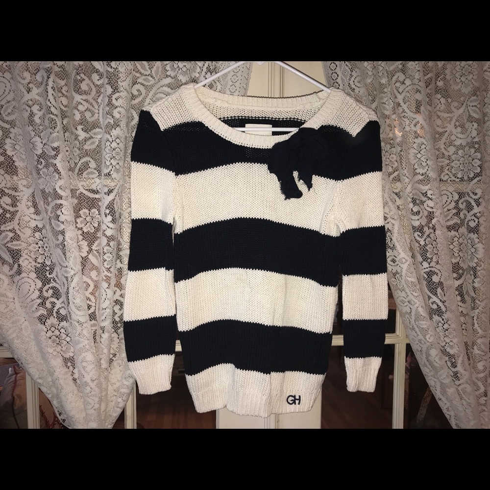 Navy & white striped Gilly Hicks Sweater w bow (S)